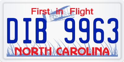 NC license plate DIB9963