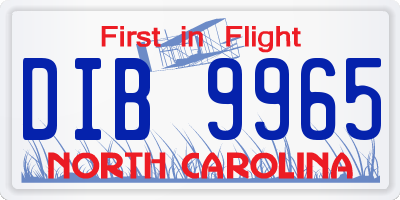 NC license plate DIB9965