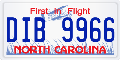 NC license plate DIB9966