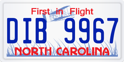 NC license plate DIB9967