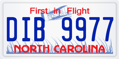NC license plate DIB9977