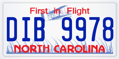 NC license plate DIB9978
