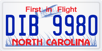 NC license plate DIB9980