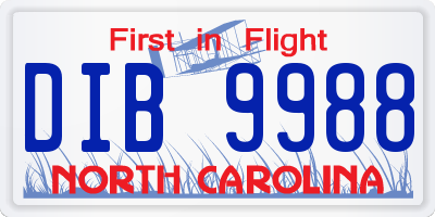NC license plate DIB9988