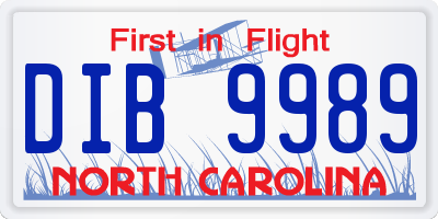 NC license plate DIB9989