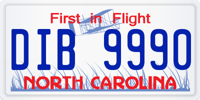 NC license plate DIB9990