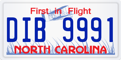 NC license plate DIB9991