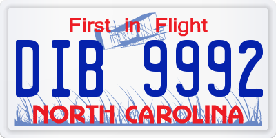 NC license plate DIB9992