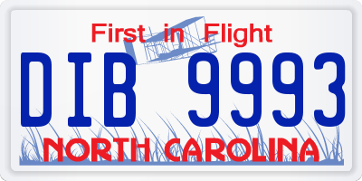 NC license plate DIB9993