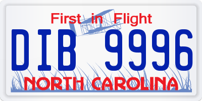 NC license plate DIB9996