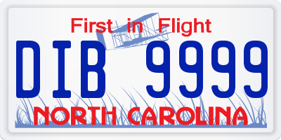 NC license plate DIB9999