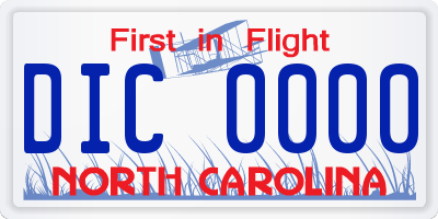 NC license plate DIC0000