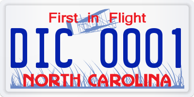 NC license plate DIC0001