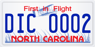 NC license plate DIC0002