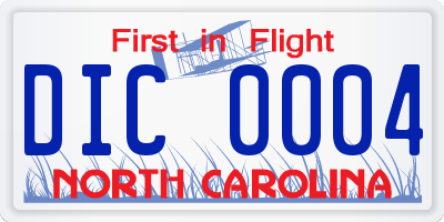 NC license plate DIC0004