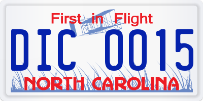 NC license plate DIC0015
