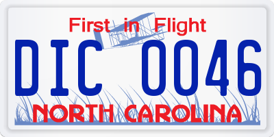 NC license plate DIC0046