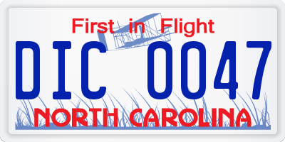 NC license plate DIC0047