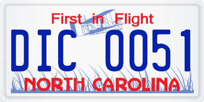 NC license plate DIC0051
