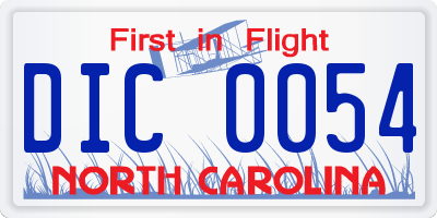 NC license plate DIC0054