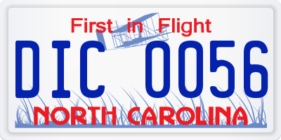 NC license plate DIC0056