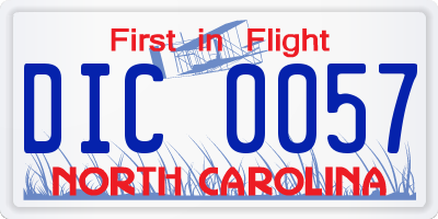 NC license plate DIC0057