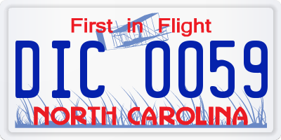 NC license plate DIC0059