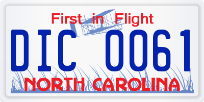 NC license plate DIC0061
