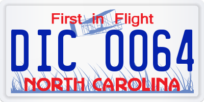 NC license plate DIC0064