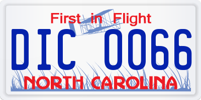 NC license plate DIC0066