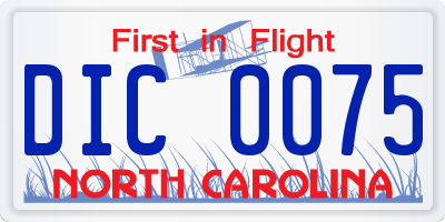 NC license plate DIC0075