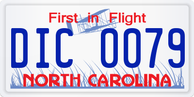 NC license plate DIC0079