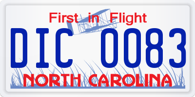 NC license plate DIC0083