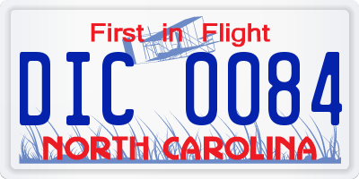 NC license plate DIC0084