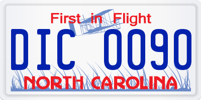 NC license plate DIC0090