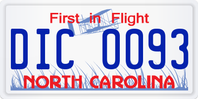 NC license plate DIC0093