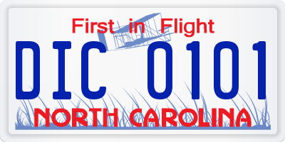 NC license plate DIC0101