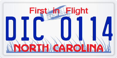 NC license plate DIC0114