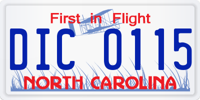 NC license plate DIC0115