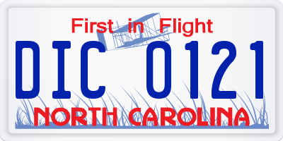 NC license plate DIC0121