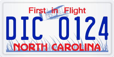 NC license plate DIC0124