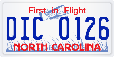 NC license plate DIC0126