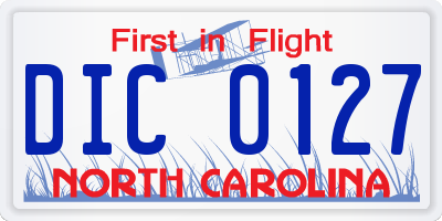 NC license plate DIC0127