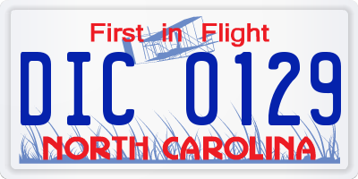 NC license plate DIC0129