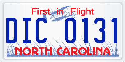 NC license plate DIC0131