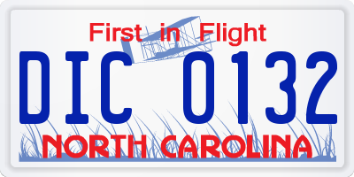 NC license plate DIC0132