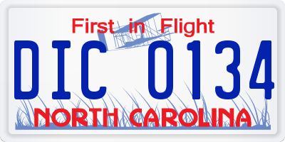 NC license plate DIC0134