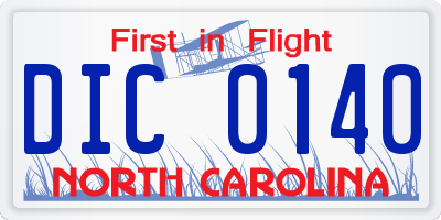 NC license plate DIC0140
