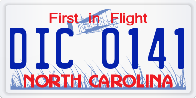 NC license plate DIC0141