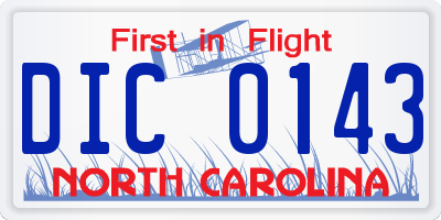 NC license plate DIC0143